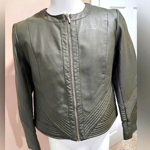 NWT NY&Company Faux Leather Scuba Jacket Size Large Green